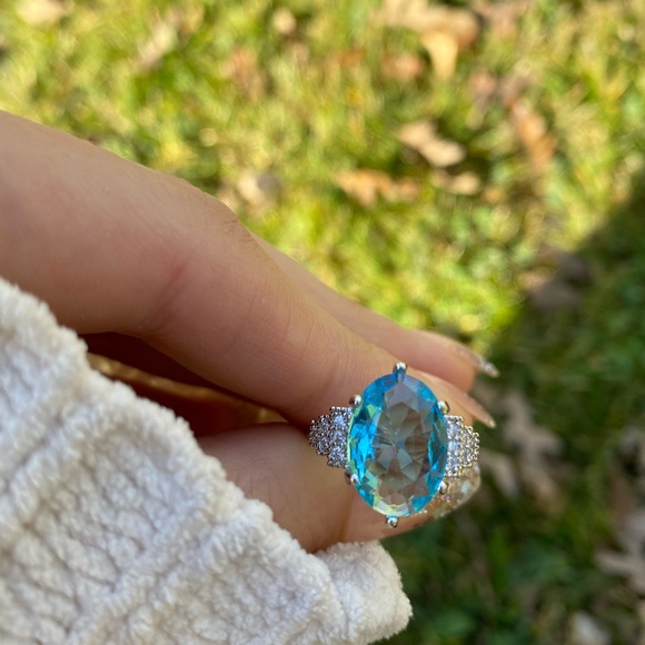 NEW 925 Sterling Silver Blue Stone Ring - Picture 6 of 13